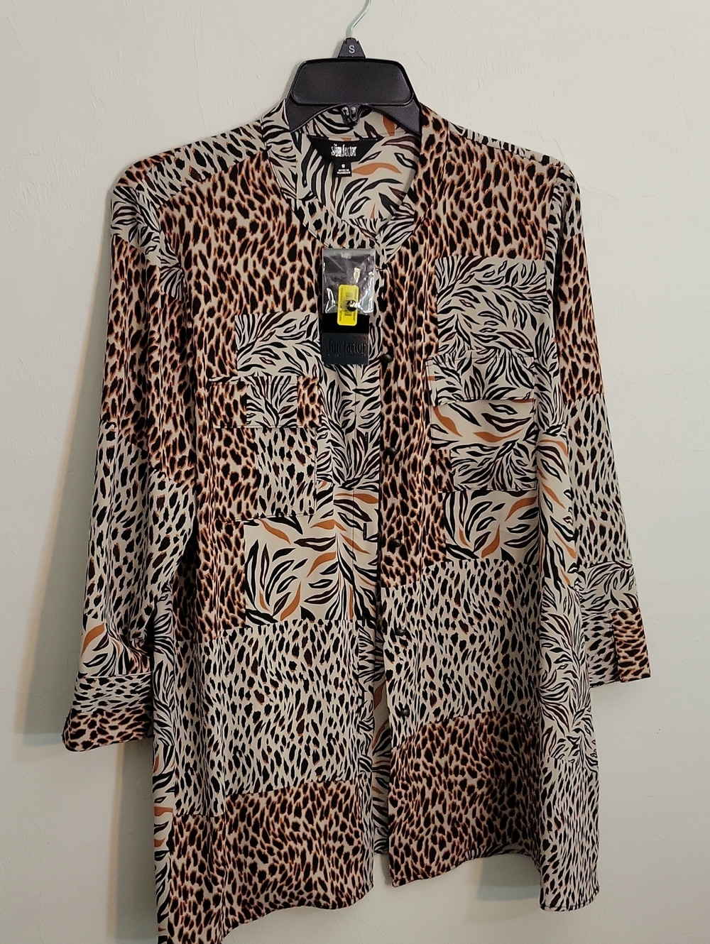 Investments Women's Animal Print Button-Up Shirt Jacket in Tan, Black, Cream
